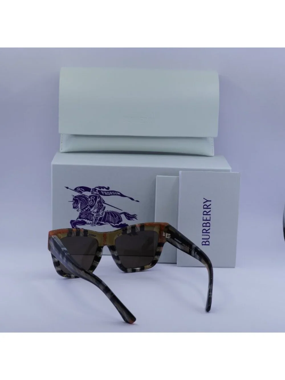 Burberry BE4449 4146/73 Square Sunglasses - Check Sand/ Dark Grey
